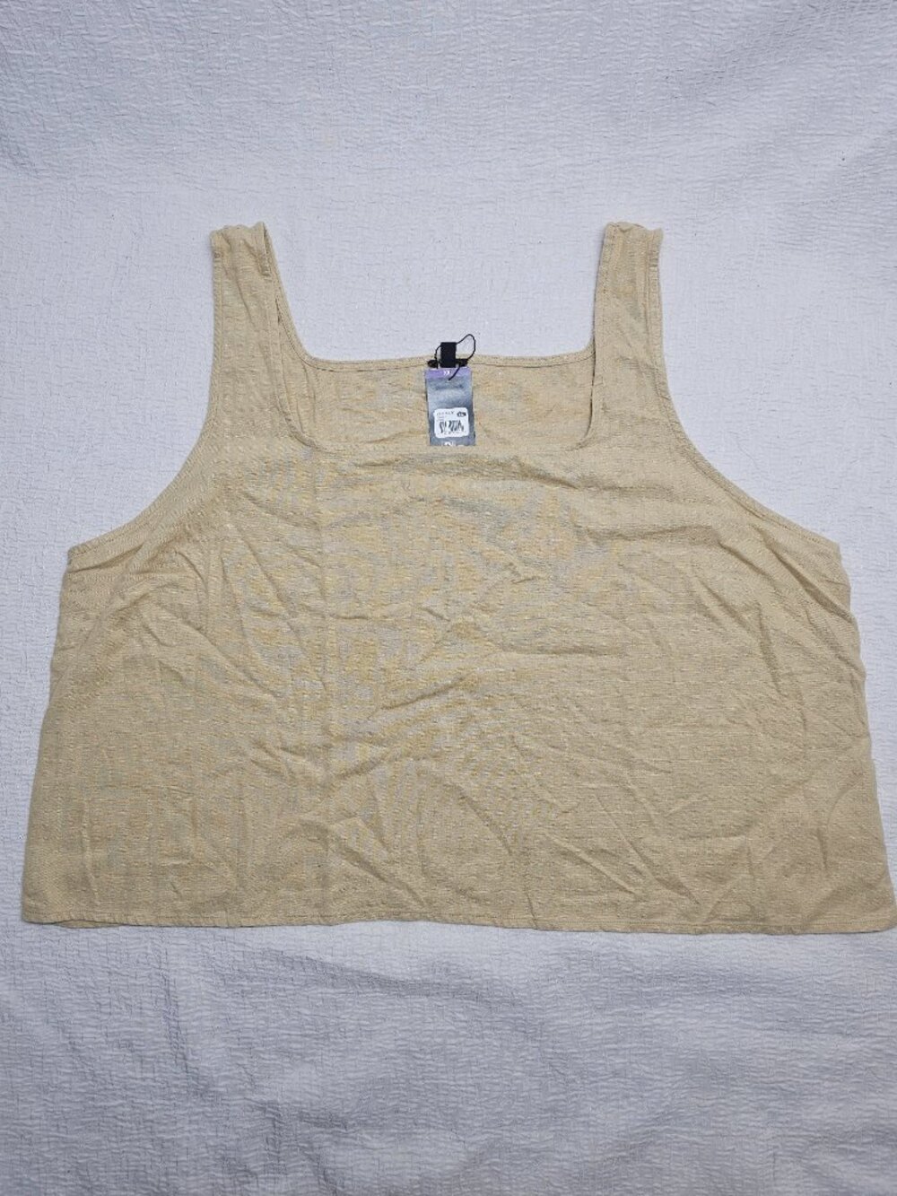 Express Women's Sleeveless  Lightweight Soft Linen Tank Top Cream - Picture 5 of 7